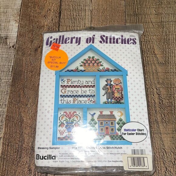 🎆 Gallery of Stitches Blessing Sampler Cross Stitch Kit #3345 Bucilla 7"×10" - Picture 4 of 4